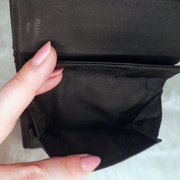Prada Compact Bifold Wallet - Black Nylon w/ Triangle Prada Logo - Picture 7 of 8